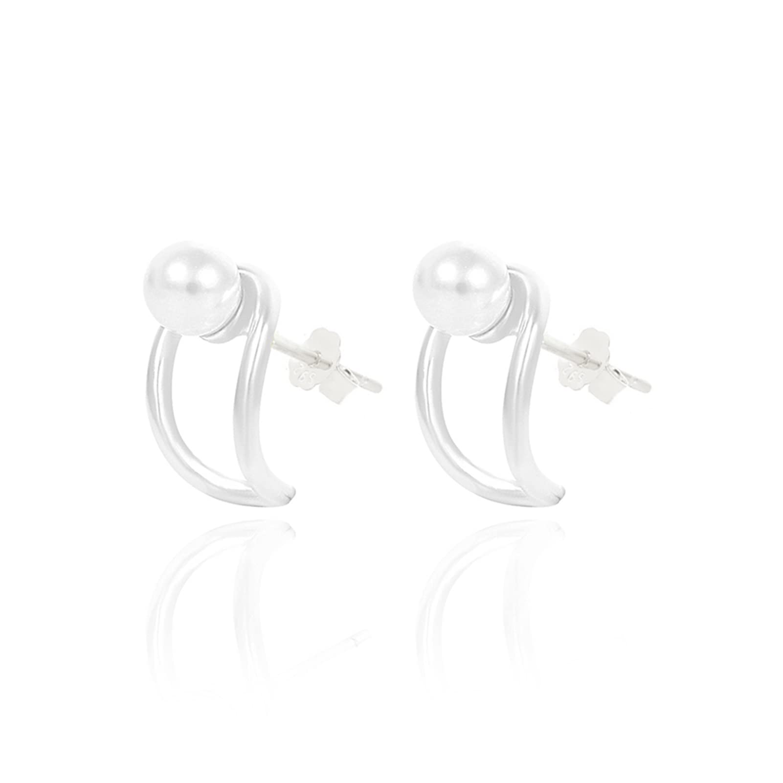 Boucles d'oreilles argent 925 perles creuses un cadeau blanc idéal