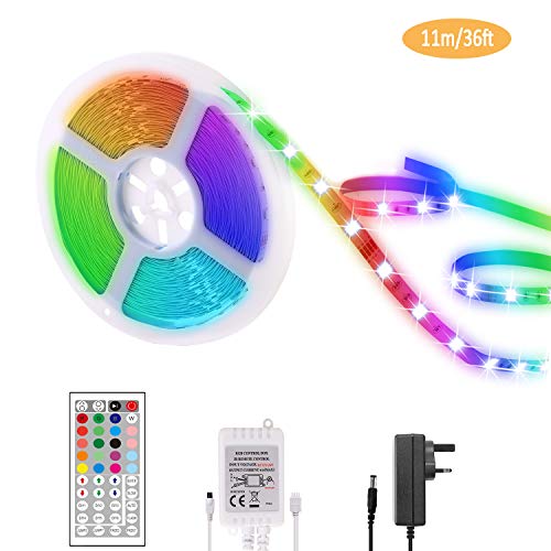 LED Strip Lights, 11m / 36.1ft Rope Light with Remote RGB Color Changing Light Dimmable for Home Bar Party Indoor Decoration (11m)