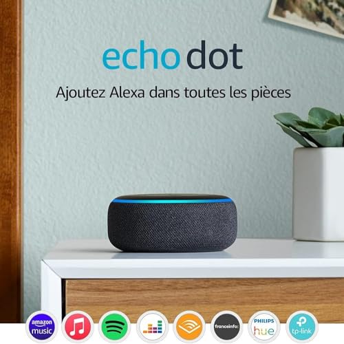 Echo Dot (3. Gen.) Intelligenter Lautsprecher mit Alexa, Anthrazit Stoff