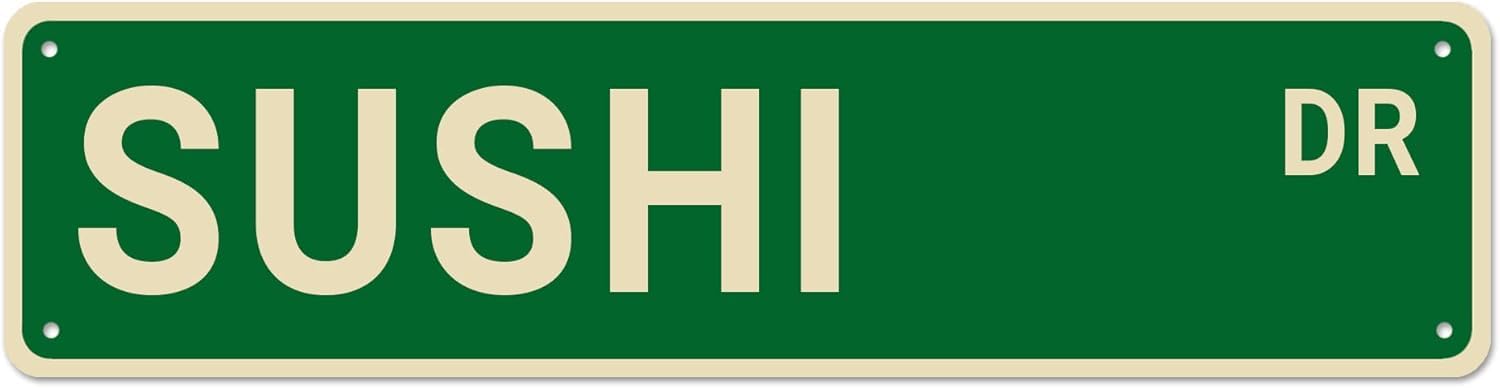 peiyeety Sushi Dr Vintage Metal Tin Sign, 4x16 Inch Rustic Food Themed Wall Decor, Retro Sign for Home, Kitchen, Waterproof Tin Sign, Durable Wall Art
