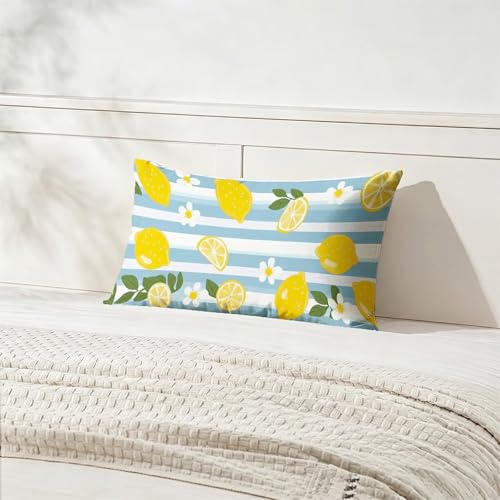 Coussin décoratif haut de gamme 40x80 imperméable imprimé citron double face - 8