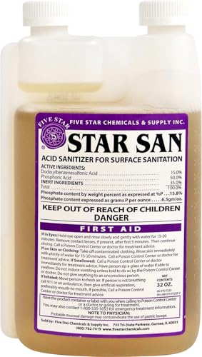 Cooler Keg Star San Cleaner 32oz - No Rinse Food Grade Brewing Sanitizer Rinseless Cleaning Agent for Home Brew, Kegs, Stainless Steel. Acid-based, foaming sanitizer for Beer, Wine, & Mead Equipment