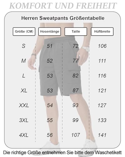 HMIYA Kurze Hosen Herren Cargo Shorts Baumwolle Bermuda Shorts Sommer Cargohose Herren kurz mit Taschen