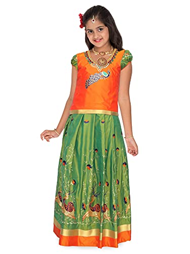 Image of kaatru Thana Silk Girls Pavadai Set (D62) - Lehenga Choli (Prince Size Chart)