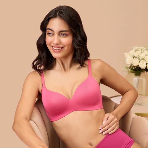 Image of NYKD (NYB013 Ultra Soft Modal Fabric Lightly Padded & Non Wired Tshirt Bra for Women | Seamless Neckline with Comfortable, Soft & Non Slip Shoulder Strap