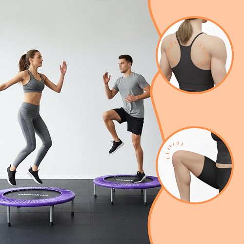 Relaxdays fitness trampoline, opvouwbaar, 95 cm, tot 100 kg, mini, indoor, paars - Afbeelding 3