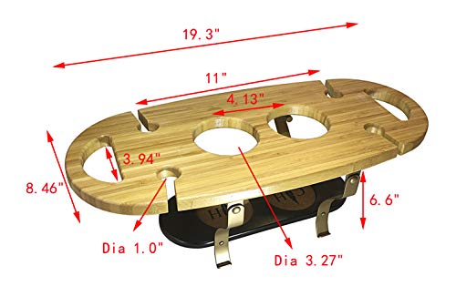 Soporte para vino con 4 copas y 2 botellas de madera miniatura 5
