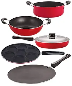 Nirlon Non-Stick 5 Piece Highly Durable PFOA Free Aluminium Cooking Utensil