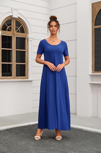 Image of Nimsruc Women Summer Long Dress Casual Sexy Short Sleeve Loose Maxi Dresses for Women 2025
