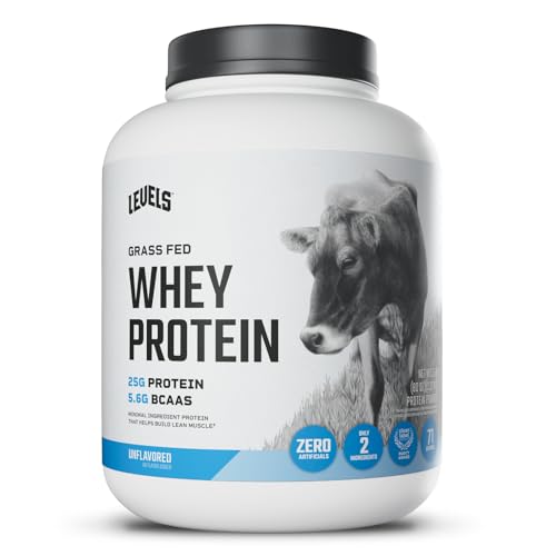 Levels Grass Fed Whey Protein Powder, No Artificials, 25G of Protein, Unflavored, 5LB