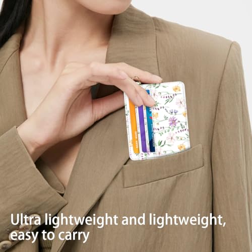Image of Slim Minimalist Front Pocket RFID Blocking Credit Card Holder Small Wallet Cute Card Cases for Women,White Daisy