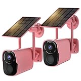 Menggood Outdoor Camera Wireless, 2K HD Wi-Fi Battery Powered Cameras for Home Security, AI Motion Detection, Color Night Vision, 2 Way Audio, Cloud/SD Storage, Compatible with Alexa - Pink