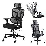 Ergonomic Office Chair, Executive Chair with Lumbar Support High Back Mesh Desk Chair Big Computer Chair with 4D Armrests Headrest Swivel Rolling Task Chair for Conference Home Office Adults