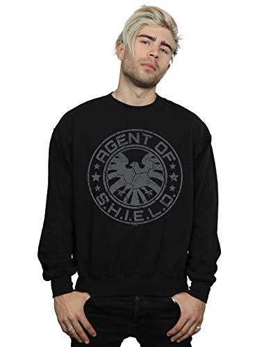 Marvel Men's Avengers Shield Beaten Circle Sweatshirt Black Small