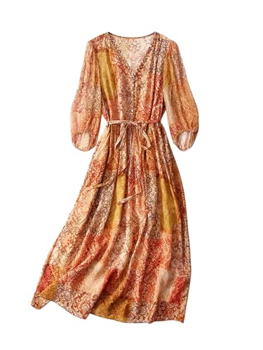 Robe trapèze en soie supérieure col en V HangErFeng pour une élégance intemporelle