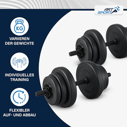 2er Hantelset 20/30 / 40 kg - Kurzhantel Set mit 2 Kurzhanteln, Gewichten & 4 Sternverschlüsse – Bild 6