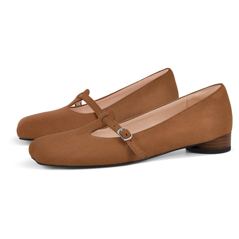 Women’s Mary Jane Flats Square Toe Low Block Heel Dress Shoes with Strap for Work Office Daily Wear3