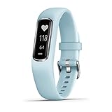 Garmin Vívosmart 4, Activity and Fitness Tracker w/Pulse Ox and Heart Rate Monitor, Silver W/Azure Blue Band