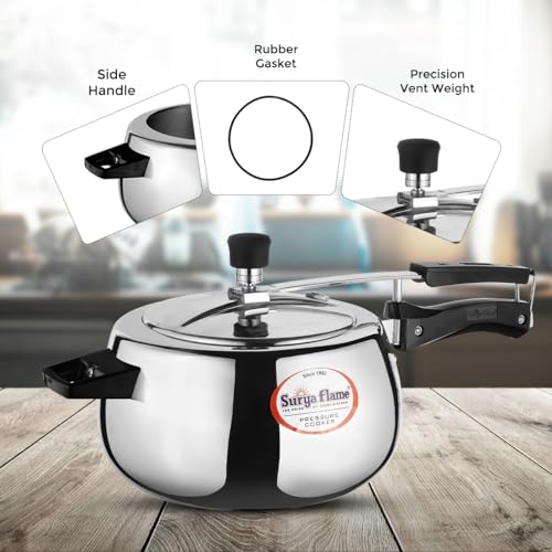 Image of Surya Flame Aluminium 5 Litre Pressue cooker inner lid,Queen Gas and Induction Compatible ISI certified (Silver) 3 Year Doorstep Warranty