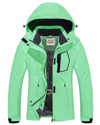 WULFUL Women's Waterproof Ski Jacket Warm Winter Coats Windproof Winter Jackets for Women Fleece Lined Windbreaker with Hood