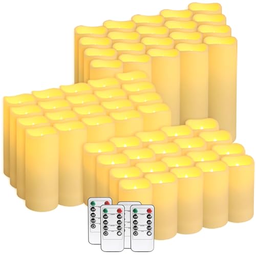 Image of 48-Pack LED Flameless Candles with Remote Control - Perfect for Home, Parties, and Special Occasions - Create a Magical Ambiance Effortlessly(Three Sizes)