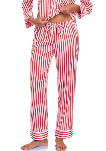 Image of Serenedelicacy Women's Satin Pajama Set Long Sleeve Button Down Sleepwear 2-Piece Silky Pj Set