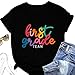 Oversized T-Shirts for Women First Grade Team Shirt, First Grade Teacher Shirt, Back to School Shirt, First Day of School Shirt, First Grade Teacher Shirt, Kindergarten Shirt Black