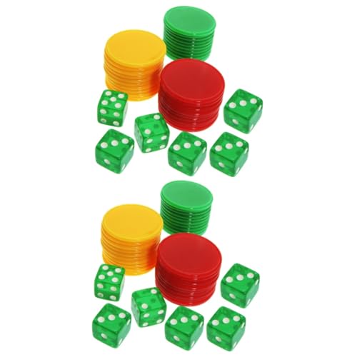 HEMOTON 2 Set Di Gettoni Set Di Dadi Gioco Di Oggetti Di Scena Set Di Giocattoli Portatili Set Di Dadi Interessanti Per La Famiglia