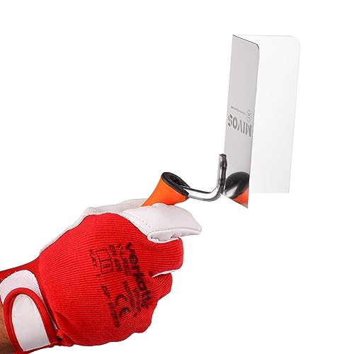 Mivos Kielnia narożna ze stali nierdzewnej 120 x 60 mm – kielnia narożna ze stali nierdzewnej – na zewnątrz z miękkim uchwytem – szpachelka narożna pod kątem 90° – łyżka narożna, wyprodukowano w UE
