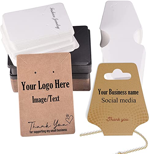 Custom Earring or Necklace Hanging Cards,Personalized Text,Logo,Image Tags for Jewelry Packing,Pack 200