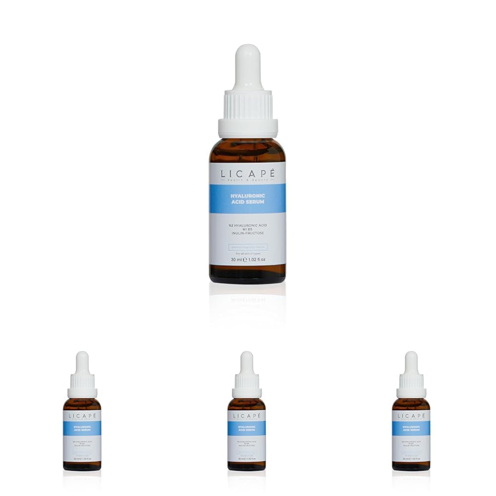 Licape Hyaluronik Asit, Pantenol B5 ve Peptit Serum – Nemlendirici, Aydınlatıcı ve Dolgunlaştırıcı Yüz Serumu – Cilt Elastikiyetini Artırıcı ve İnce Çizgi Karşıtı – 30 ml (4 paketi)