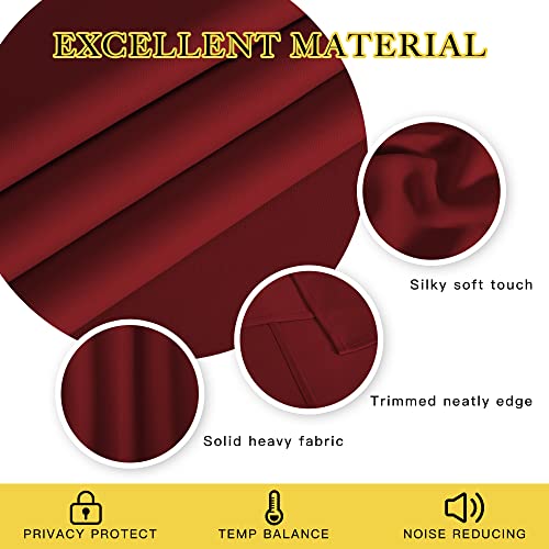 NICETOWN Burgundy Red Blackout Curtains for Bedroom/Living Room 132 Inch Length - Thermal Insulated Room Darkening Grommet Top Window Curtains (100 by 132 - Inch, 1 Panel)