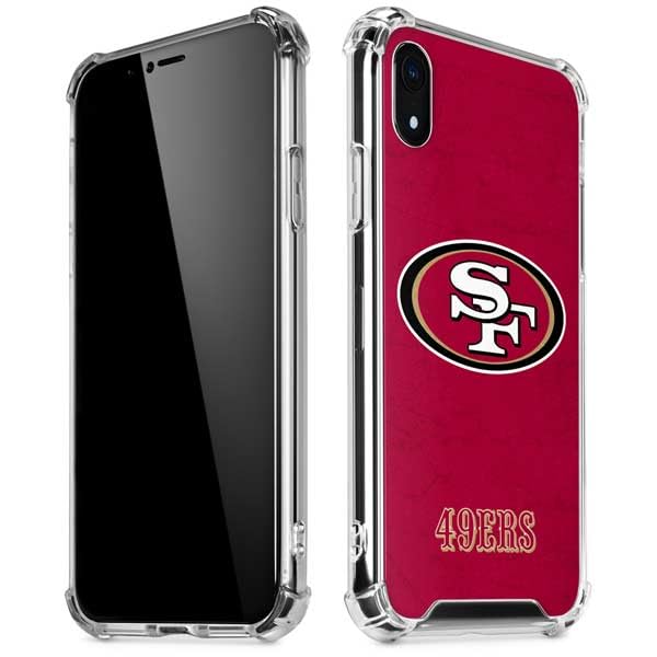Skinit Clear Phone Case Compatible with iPhone XR - Officially Licensed NFL San Francisco 49ers Distressed Design