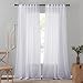 NICETOWN White Sheer Curtains Voile Draperies Rod Pocket & Back Tab Crushed Sheer Window Treatment Voile Curtain Panels for Living Room (1 Pair, 52 Wide x 84 inch Long)