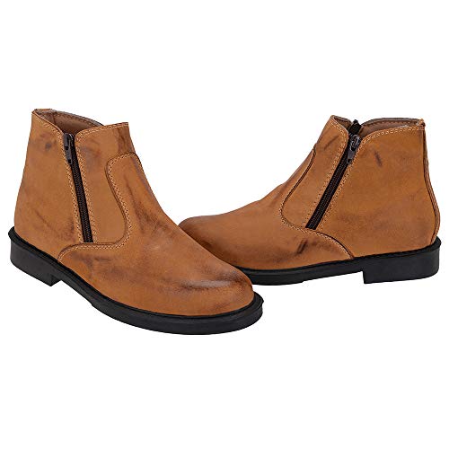 Bota Botina Country Couro Masculina Cano Médio Selten 44, Caramelo