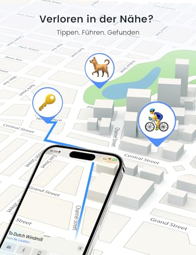 Air Tracker Tag 4er Pack (iOS NUR), IP68 Wasserdicht Schlüsselfinder for Apple, Smart Key Finder mit Wo ist (Find My), itagpro für Koffer/Schlüssel/Taschen, Austauschbarer Akku Bluetooth Tracker