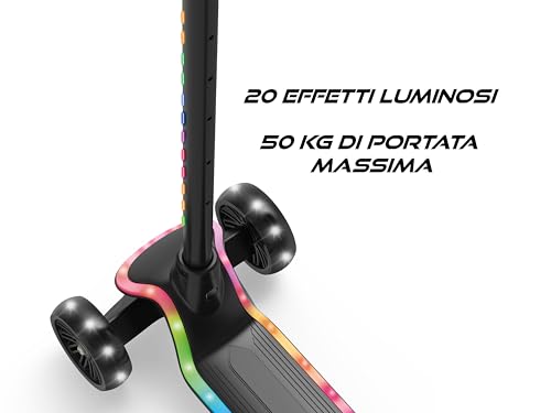Trottinette à 3 roues pour enfants réglable légère avec LED