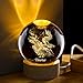 QIANCHANG 3D Laser Etched Taurus Crystal Ball with LED Light Stand, Constellation Decor Glass Sphere Lamp, Zodiac Astrology Birthday Gifts for Women Kids