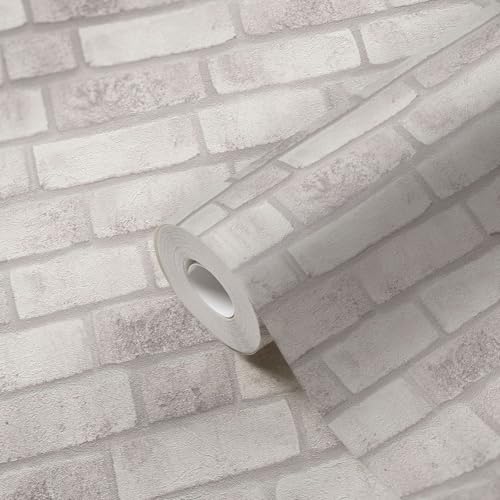 Papier peint effet pierre pour salon et cuisine moderne blanc gris