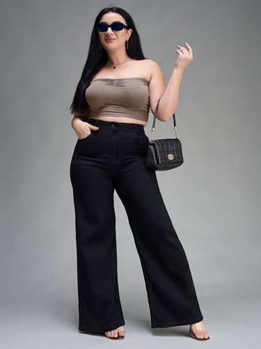 Image of Miss Chase A+ Women's Wide-Leg High Rise Regular-Length Stretchable Denim Jeans