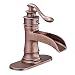Bathfinesse Waterfall Commercial Bathroom Sink Faucet Single Handle One Hole Antique Bronze Copper Deck Mount