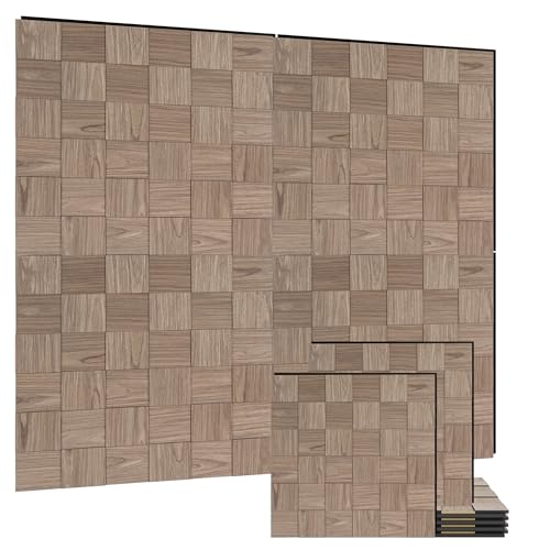Paneles acústicos de pared 3D SMARTSTANDARD Mosaic 4 piezas 23.6" x 23.6", nogal miniatura 1