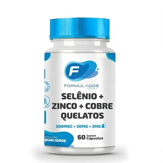 Selênio 100mcg, Zinco 30mg e Cobre 2mg Quelatos 60 Cápsulas