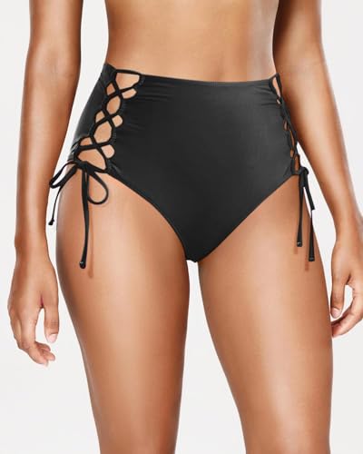 HYTENSUN Women's High Waisted Bikini Bottom Tummy Control Tie Side Swim Bottoms Bathing Suits Swimsuit Bottoms3