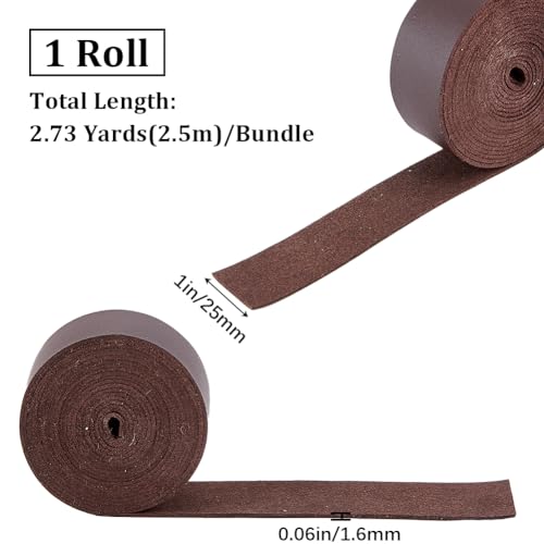 GORGECRAFT 2.5 Meters Leather Strap Strips 25mm Wide Flat Leather Cord Strings 1.6mm Thick Lychee Grain Imitation Leather Threads for DIY Crafts Guitar Belt Making Tooling Workshop - Image 2