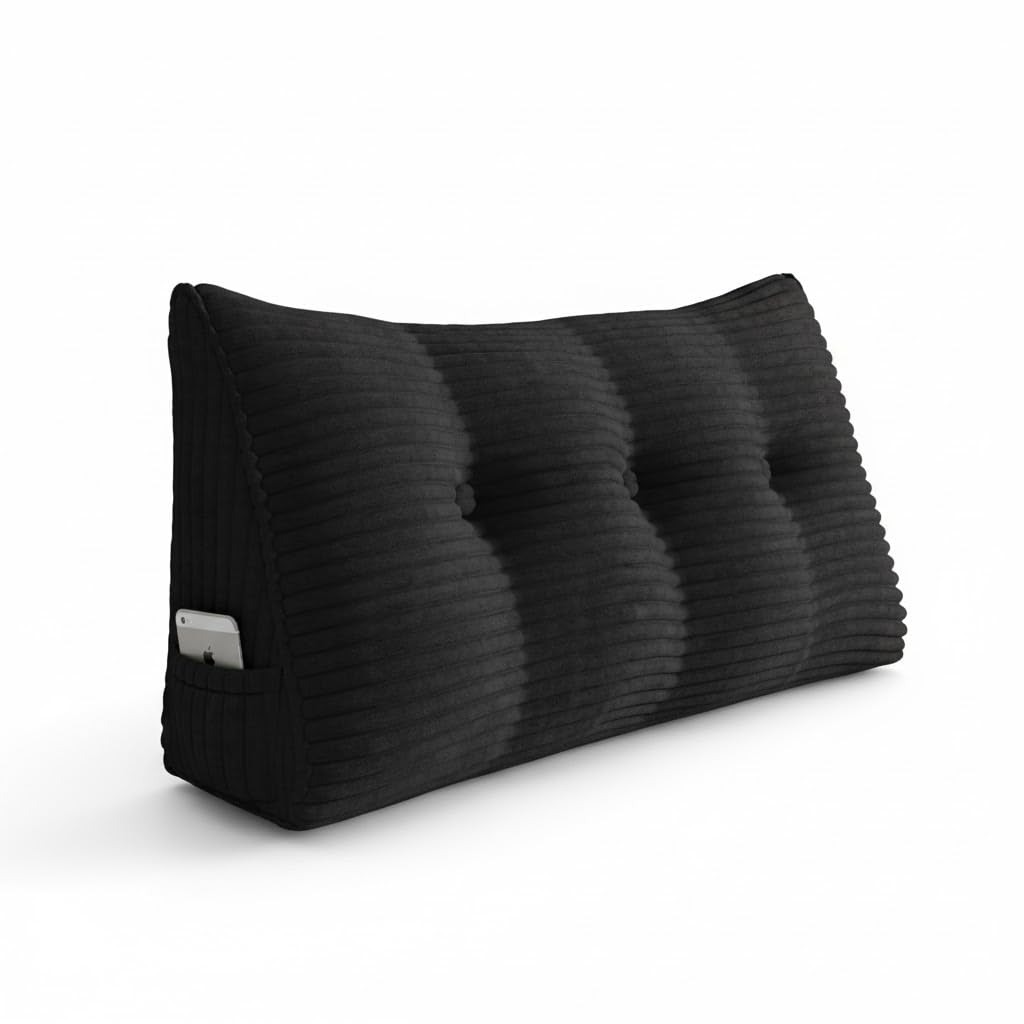 Pillow Palette Corduroy Reading Cushion - Black (180, Centimetre, 50, Centimetre, Corduroy Reading Cushion - Black)