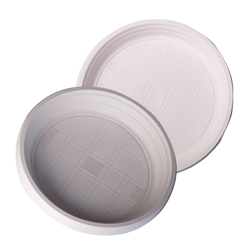 DETERMONDO Set 120 Piatti Fondi Plastica Rigida Bianchi 22 cm, Riutilizzabili e Lavabili in Lavastoviglie Adatti per Microonde e Resistenti per Feste Bambini, Eventi e Catering