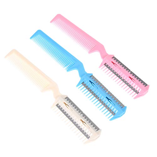 HEALLILY Hair Cutter Comb with Blades Pet Razor Comb Double Sides Removal Comb Dual Side Cutting Scissors for DIY Shorten Shape Thin Hair 3pcs