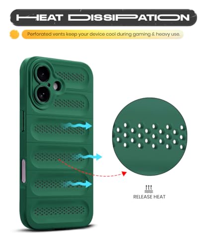 Image of WOW IMAGINE Ultimate Silicone Back Cover Case for iPhone 17 | Heat Dissipation Thin Soft TPU | 360 Camera Protection | Breathable Cooling Holes - Forest Green