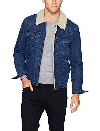 Levi's men's denim quilted puffer vest, dark wash, large